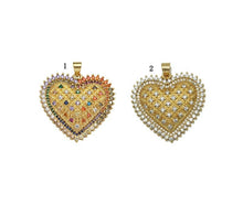 Load image into Gallery viewer, Gold Filled Colorful CZ Micro Pave Heart Shape Pendant, 18K Gold Filled Heart Charm, Necklace Bracelet Charm Pendant,30x28mm,Sku#LK320