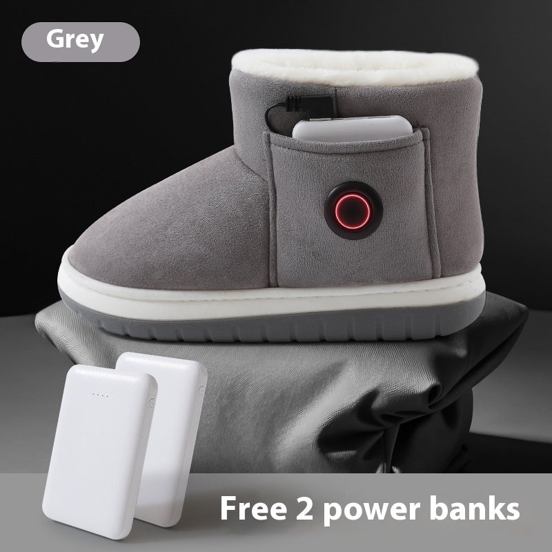 Rechargeable Electric Heated Slippers - USB Foot Warmer Shoes for Winter Home Use