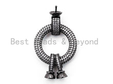Load image into Gallery viewer, CZ Micro Pave Donut Clasp Buckle Interlock, CZ Micro Pave Interlocking Clasp Fastener, Leather Jewelry supplies, 48x29mm, sku#L157