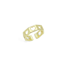 Load image into Gallery viewer, Gold Hollow Out Heart Polygon Adjustable Ring, Sku#LX620