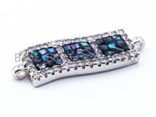 Load image into Gallery viewer, CZ Micro Pave Abalone Rectangle Connector, SKU#E329C