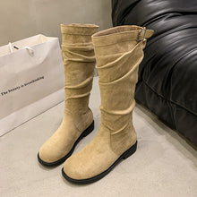 Load image into Gallery viewer, Women's Slim-Fit High-Top Chunky Heel Boots | Suede Buckle Slip-On | Fall Winter