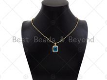 Load image into Gallery viewer, Big Gemstone CZ Micro Pave Square Diamond Shape Pendant/Charm, Pink/Blue/Black/Red Focal Pendant,14x25mm,Sku#LK292