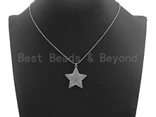 Load image into Gallery viewer, Rhidium CZ Micro Pave Five Star Pendant/Charm, Antique Silver Star Cubic Zirconia Pendant Charm, 31x32mm,sku#X120