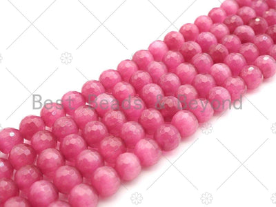 Special Cut Hot Pink Cat's Eye Round Faceted Beads, UA202C