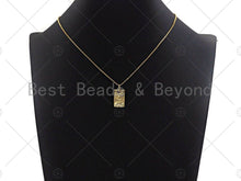 Load image into Gallery viewer, CZ Micro Pave Dog Cross On Rectangle Shape Pendant, Gold Plated, Necklace Bracelet Charm Pendant, 16x25mm,sku#F1239