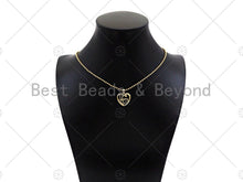 Load image into Gallery viewer, Gold Filled CZ Micro Pave Mom word On Heart Shape Pendant, 18K Gold Filled Heart Charm, Mother's Day,Necklace Pendant,18x18mm,Sku#LD123