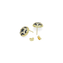 Load image into Gallery viewer, CZ Black Enamel Star On Round Stud Earrings, Sku#A396
