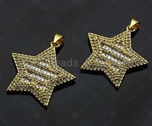 Load image into Gallery viewer, 18K Gold Five Point Star Shape Pendant, Star Charm, Star Pave Pendant, Gold plated, 26mm, Sku#LK58
