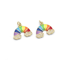 Load image into Gallery viewer, Colorful Enamel CZ Gold Rainbow Charm, Sku#LX234