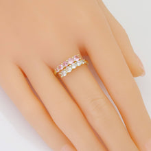 Load image into Gallery viewer, Gold Silver Pink Clear CZ Adjustable Ring, Sku#A150