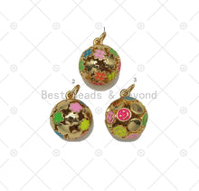 Load image into Gallery viewer, Colorful Enamel Flower/Star/Smiley Face On Round Ball Shape Pendant,18K Gold Filled Ball Charm, Necklace Bracelet Charm Pendant, Sku#LD181