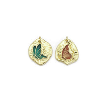 Load image into Gallery viewer, Gold Colorful Enamel Butterfly On Oval Charm, Sku#LK864