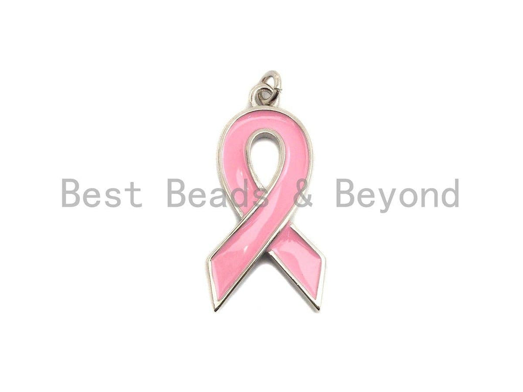 Enamel Pink Cancer Awareness Ribbon Pendant, AIDS Care Oil Drop pendant, Enamel pendant, Enamel Jewelry, 11x22mm/16x27mm,ku#X112