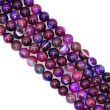Load image into Gallery viewer, 14mm Purple Blue Red Banded Agate Round Beads, Sku#U1793
