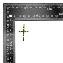 Load image into Gallery viewer, Pink Black Baguette CZ Cross Shape Charm Pendant, Sku#LK1049