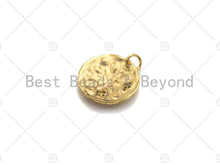 Load image into Gallery viewer, 18K Gold Medallion Round Coin with Clear Diamond CZ Moon Charm, Brass Medallion, Gold Coin Charm,17mm, Sku#LK22