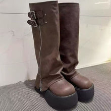 Load image into Gallery viewer, Women's Vintage High-Rise Chunky Heel Boots | Side Zipper | Waterproof Rubber Sole