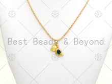 Load image into Gallery viewer, Big Green CZ Micro Pave Cute Bear Shape Pendant, 18K Gold Filled Bear Charm,Big CZ Pave Pendant,Necklace Bracelet Pendant,16x24mm, Sku#LK371