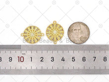 Load image into Gallery viewer, Big CZ Micropave Flower On Round Coin Connector, 18K Gold Filled Disct Connector, Necklace Bracelet Connector, 23x17mm, Sku#JL58