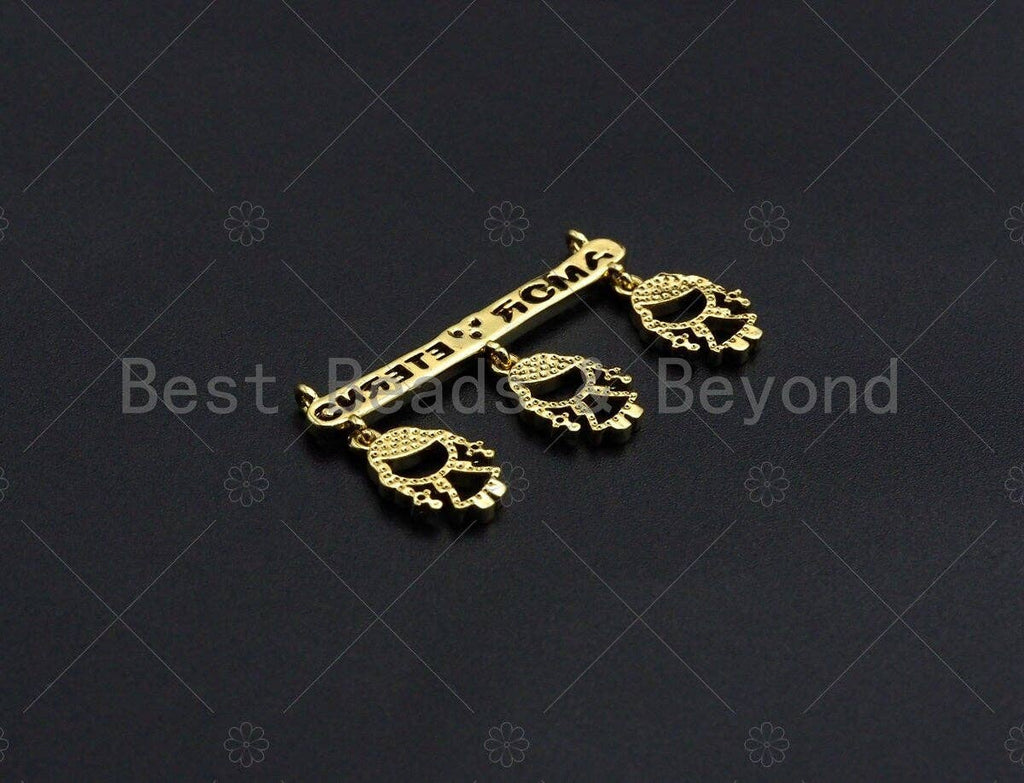 18K Shiny Gold Friends Connector Pendant, Fridends Necklace pendant, Girl Charm, Personalized Charm, Pave pendant, 18x30mm, sku#LK15
