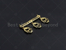 Load image into Gallery viewer, 18K Shiny Gold Friends Connector Pendant, Fridends Necklace pendant, Girl Charm, Personalized Charm, Pave pendant, 18x30mm, sku#LK15
