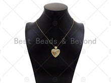 Load image into Gallery viewer, Colorful CZ Micro Pave Love Word On Heart Shape Pendant, 18K Gold Filled Heart Charm, Necklace Bracelet Charm Pendant,25x24mm,Sku#LD105