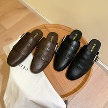 Load image into Gallery viewer, Women's Fringed Mule Sandals - Tassel Closed-Toe Slip-On Slides