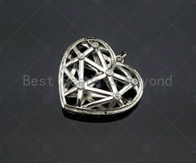 Load image into Gallery viewer, CZ Micro Pave 3D Heart Cage Shape Pendant/Charm, SKU#L492