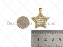 Load image into Gallery viewer, 18K Gold Five Point Star Shape Pendant, Star Charm, Star Pave Pendant, Gold plated, 26mm, Sku#LK58
