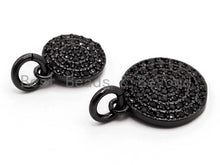 Load image into Gallery viewer, Black CZ Pave On Black Micro Pave Coin Charm, Round Disc Pave Charm, Pave Dangle Charms,11x13/8x10mm, Sku#F365