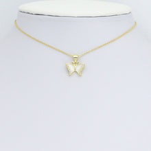 Load image into Gallery viewer, Clear CZ Gold White Enamel Butterfly Charm Pendant,Sku#LD713