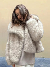 Load image into Gallery viewer, Women's Pure Color Versatile Faux Fur Collar Long Sleeve Coat Plus Size Outerwear