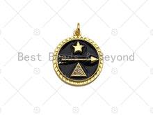 Load image into Gallery viewer, Colorful Enamel Pave Star Arrow Triangle On Round Coin Pendant, Gold Enamel Round Pendant, Pave Enamel Jewelry Findings,20x23mm,Sku#L438
