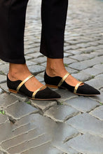 Load image into Gallery viewer, Women's Pointed-Toe Suede Dress Shoes with Rhinestone Straps | Low Chunky Heel