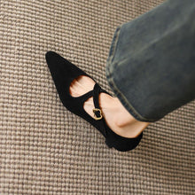 Load image into Gallery viewer, Women's Elegant Mid-Heel Stiletto Pointed-Toe Mary Jane Shoes | Slip-On Dress Shoes