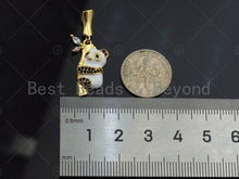 Load image into Gallery viewer, CZ Micro Pave Pandas on Bamboo Pendant/Charm,Panda Charm, Panda pendant, Cubic Zirconia Pendant, 15x22mm,Sku#LK113