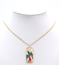 Load image into Gallery viewer, CZ Gold Enamel Rectangle Dog Tag Charm, Sku#LX148