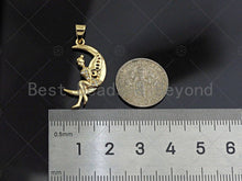 Load image into Gallery viewer, CZ Micro Pave Angel On Cresent Moon Shape Pendant, sku#F1235C