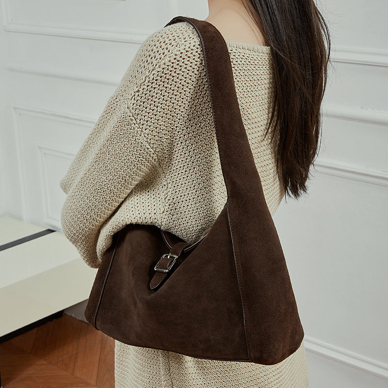 Vintage Genuine Leather Underarm Bag – Premium Cowhide Dumpling Crossbody Handbag