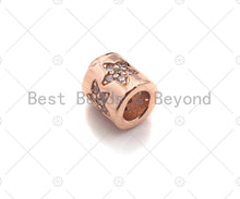 Load image into Gallery viewer, Pave Five Point Star Shape  Large Hole Tube Spacer Bead