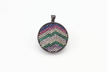 Load image into Gallery viewer, CZ Micro Pave Mixed Color Zigzag Round Disc Pendant, Cubic Zirconia Necklace Pendant, 25x31mm, sku#F3