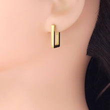 Load image into Gallery viewer, Gold Rectangle Geometry Huggie Earrings, Sku#A258