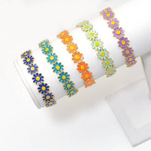 Load image into Gallery viewer, Colorful Daisy Flower Gold Adjustable Bracelet, Sku#X374