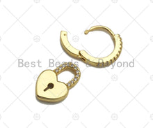 Load image into Gallery viewer, CZ Heart Huggie Earrings, Sku#O26