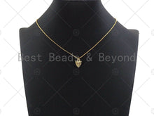 Load image into Gallery viewer, Dainty CZ Micro Pave Evil Eye On Shield Shape Charm/Pendant, Heart Shape Charm, Gold Lock Pendant, Gold plated charm, 13x11mm, Sku#JL11