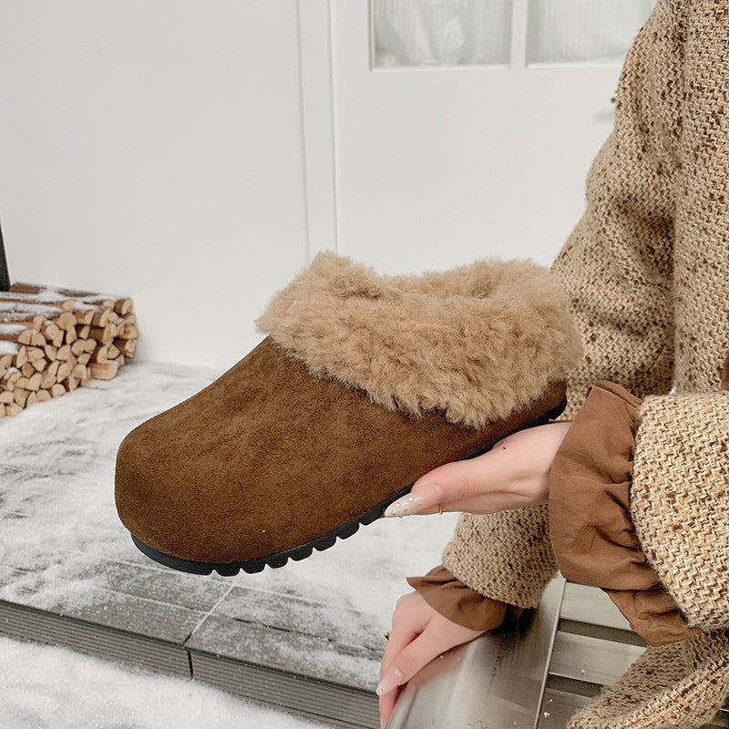Retro Thick-Soled Fleece-Lined Slippers