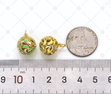 Load image into Gallery viewer, Colorful Enamel Cresent Moon on Ball Shape Pendant,18K Gold Filled Ball Charm, Necklace Bracelet Charm Pendant, Sku#LD173