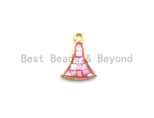 Load image into Gallery viewer, 100% Natural Pink Shell Fan-Shaped Pendant with Gold/Silver Plating,Fuchsia Pink Charm/ Pendant, Natural Shell Charm, 9x12mm,SKU#Z303