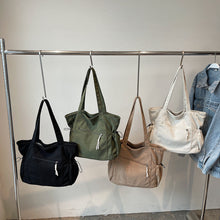 Load image into Gallery viewer, Women's Corduroy Tote Bag – Casual Everyday Shoulder Bag with Double Straps